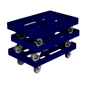 3 socles rouleurs en plastique empilés