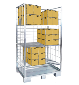 eurack avec des cartons stockés à l'intérieur pour le picking